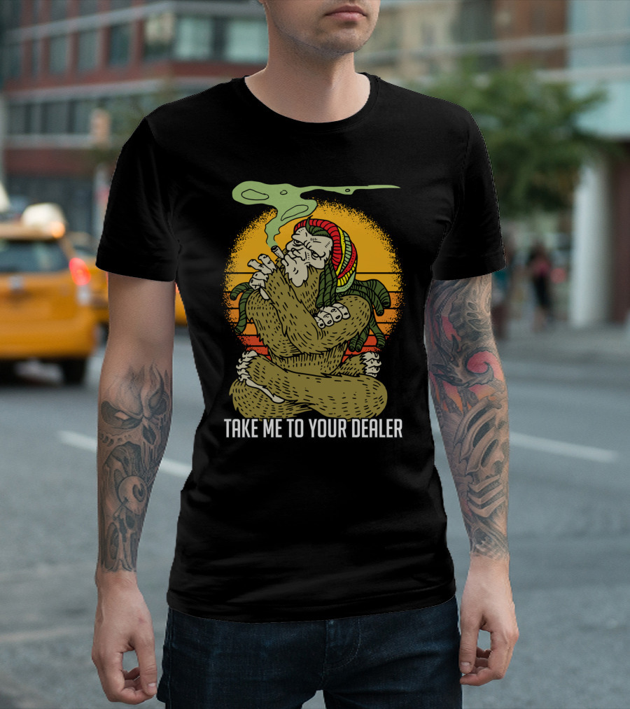 Take Me To Your Dealer Bigfoot Smoking Weed Vintage T-Shirt