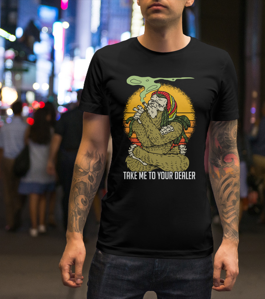 Take Me To Your Dealer Bigfoot Smoking Weed Vintage T-Shirt
