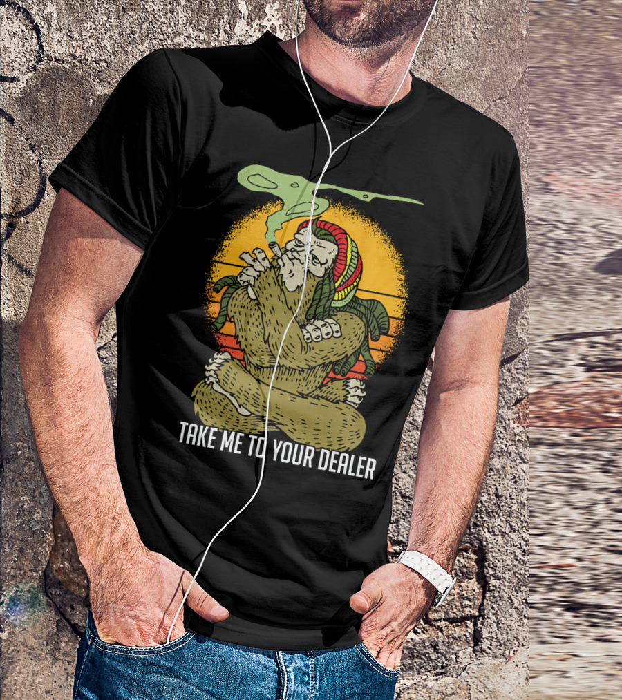 Take Me To Your Dealer Bigfoot Smoking Weed Vintage T-Shirt