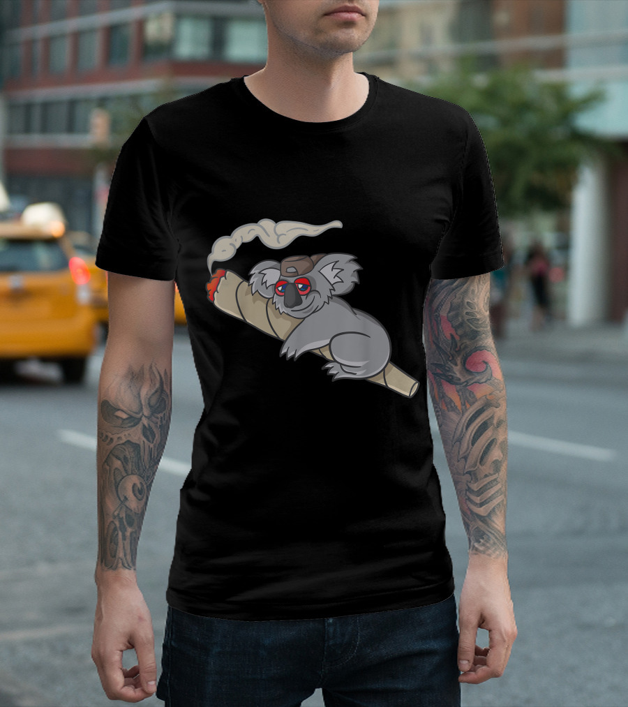 Koala Stoner Smoking Weed Marihuana Don't Care Bear T-Shirt