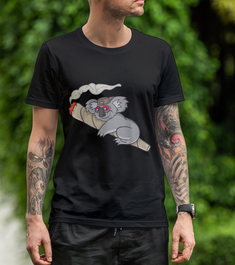 Koala Stoner Smoking Weed Marihuana Don't Care Bear T-Shirt