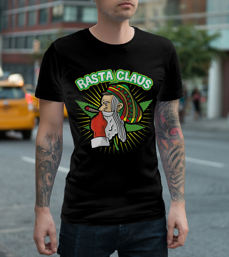 Rasta Claus Cannabis Marijuana Smoking Weed Christmas Holiday T-Shirt