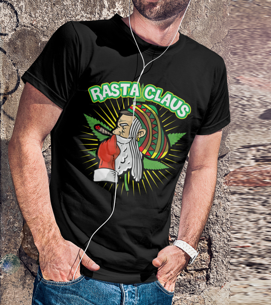Rasta Claus Cannabis Marijuana Smoking Weed Christmas Holiday T-Shirt