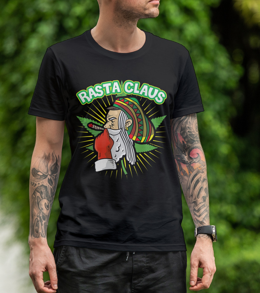 Rasta Claus Cannabis Marijuana Smoking Weed Christmas Holiday T-Shirt
