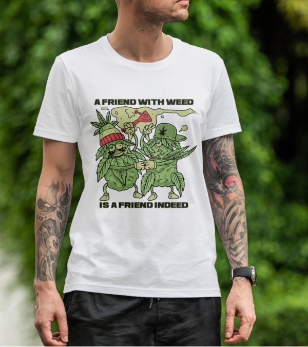 A Friend With Weed Is A Friend Indeed Matching Stoner Leaf Characters High Five T-Shirt