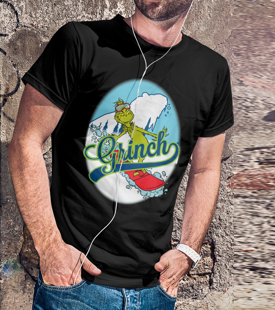 Grinch Snowboarding Dr Seuss Style Adventure T-Shirt