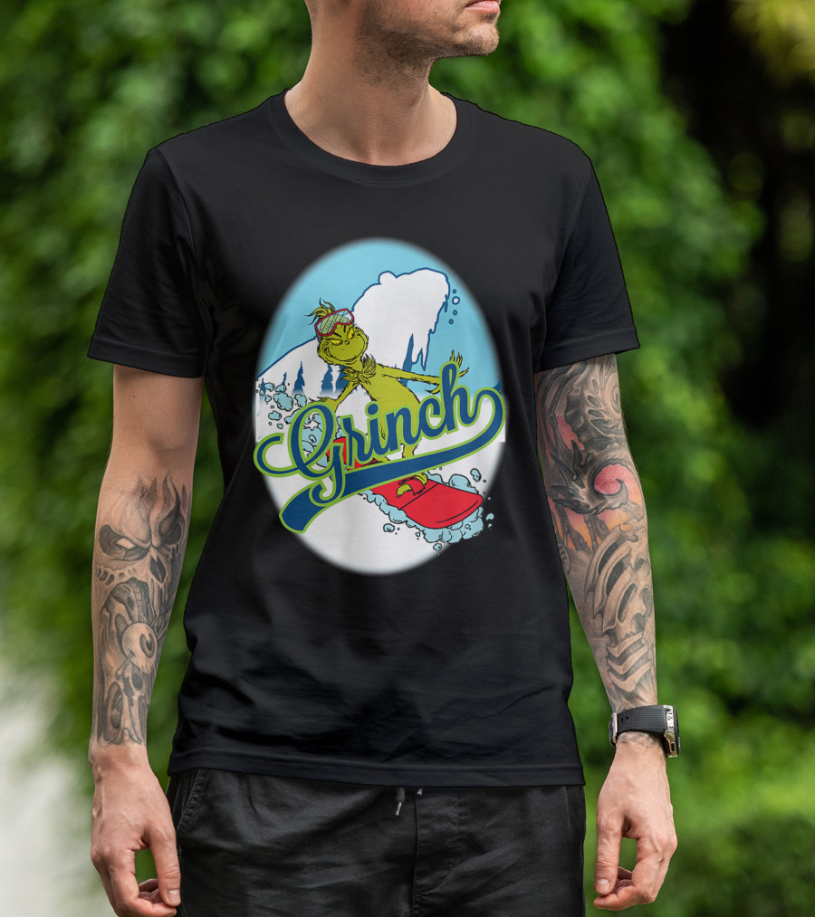 Grinch Snowboarding Dr Seuss Style Adventure T-Shirt