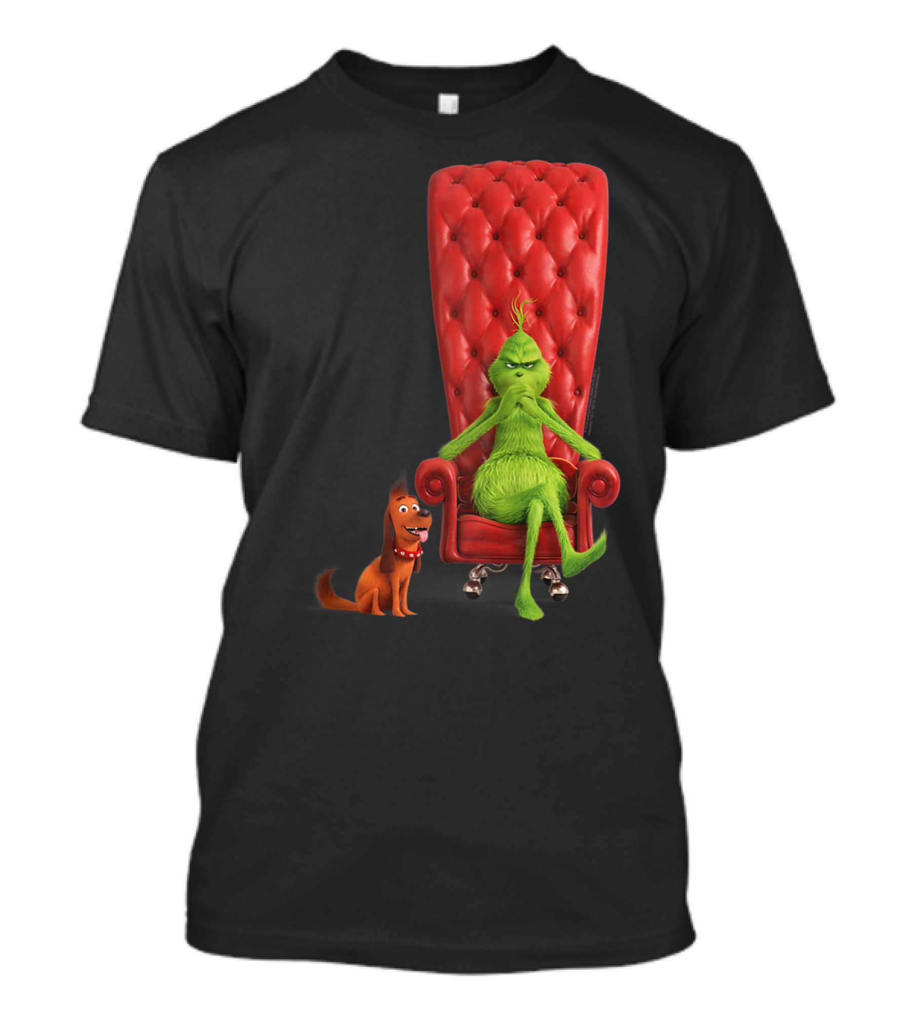 Dr Seuss The Grinch And Max On Red Tufted Chair T-Shirt