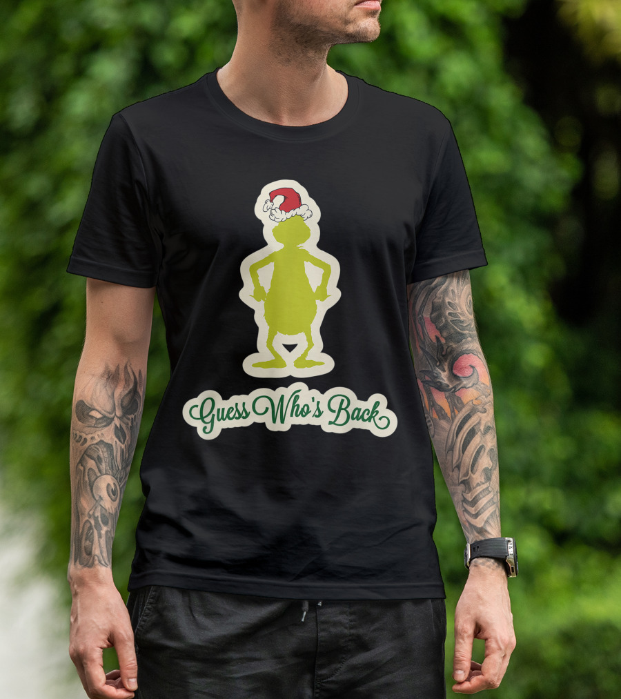 Dr Seuss Grinch Guess Who's Back Santa Hat T-Shirt
