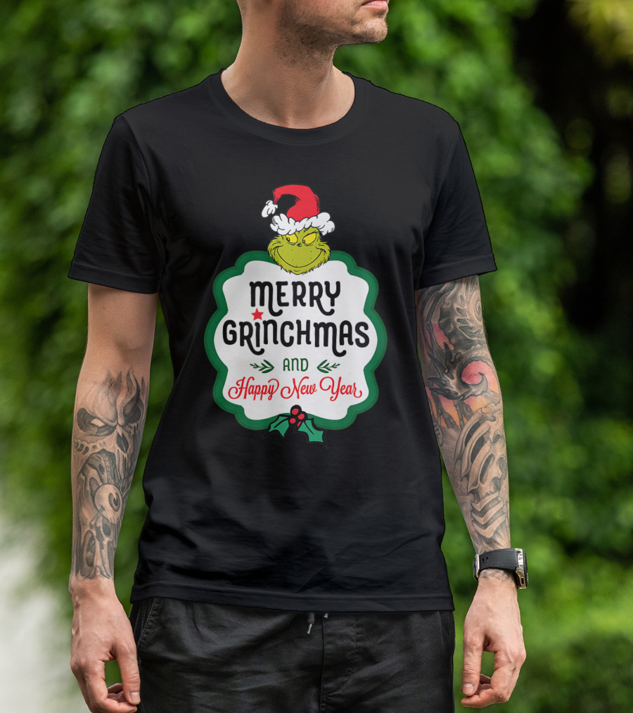 Merry Grinchmas And Happy New Year Dr Seuss Grinch T-Shirt