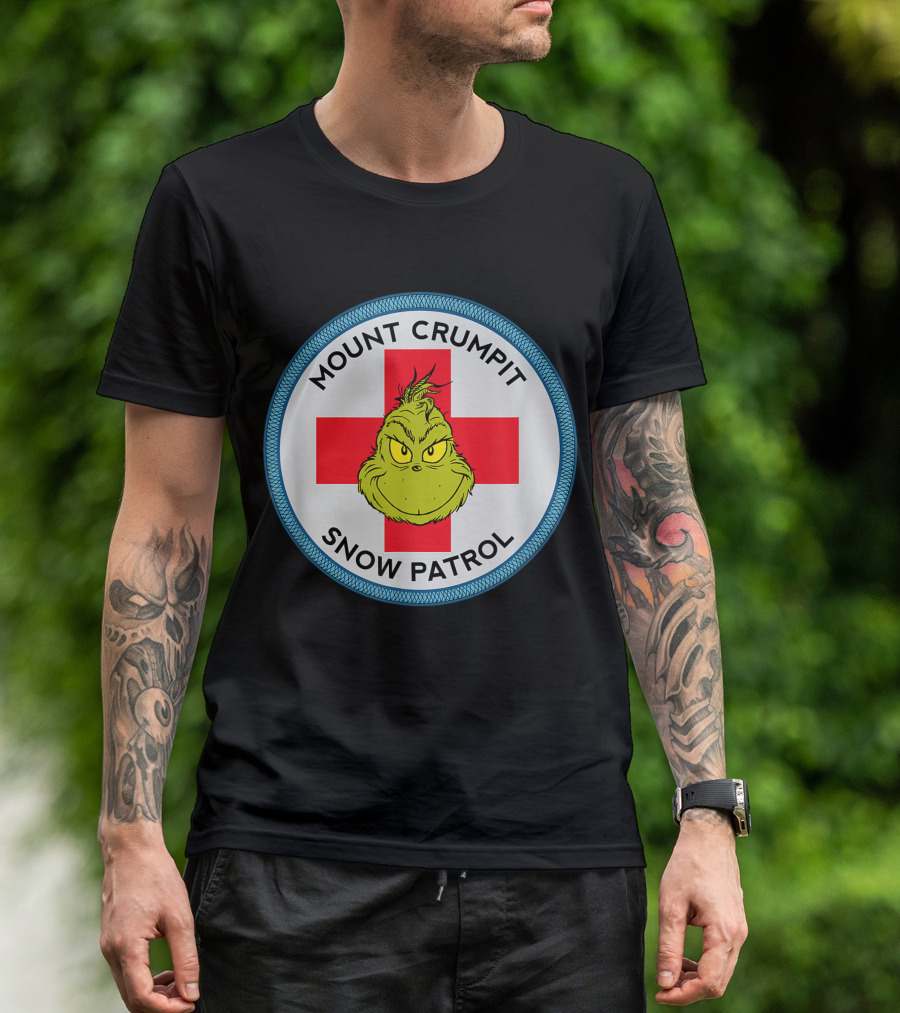 Mount Crumpit Grinch Snow Patrol Red Cross Badge T-Shirt
