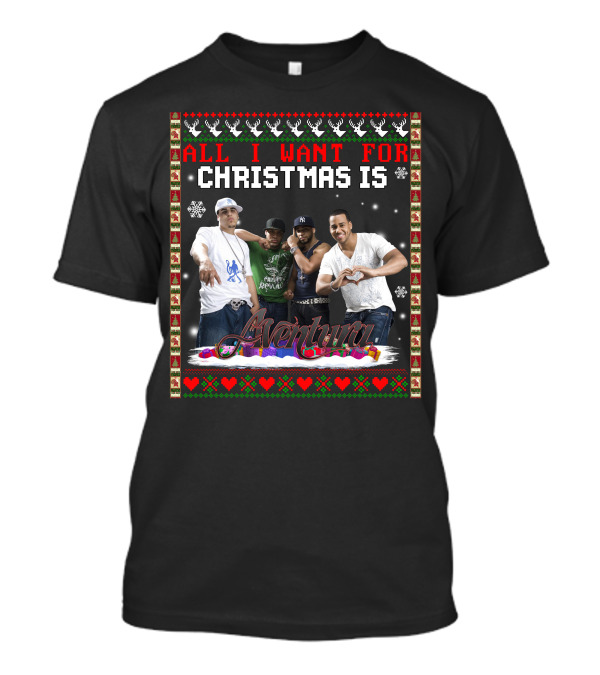 All I Want For Christmas Is Aventura Celebration With Snowflakes And Festive Border T-Shirt