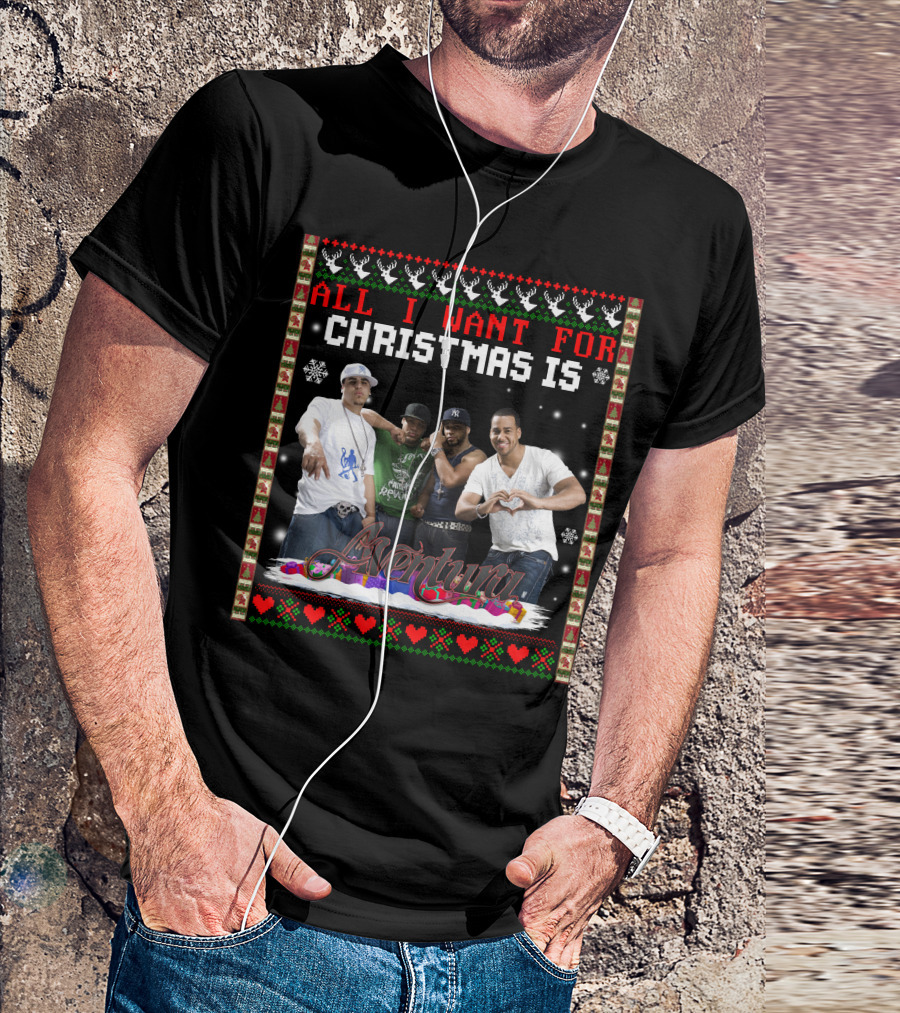 All I Want For Christmas Is Aventura Celebration With Snowflakes And Festive Border T-Shirt