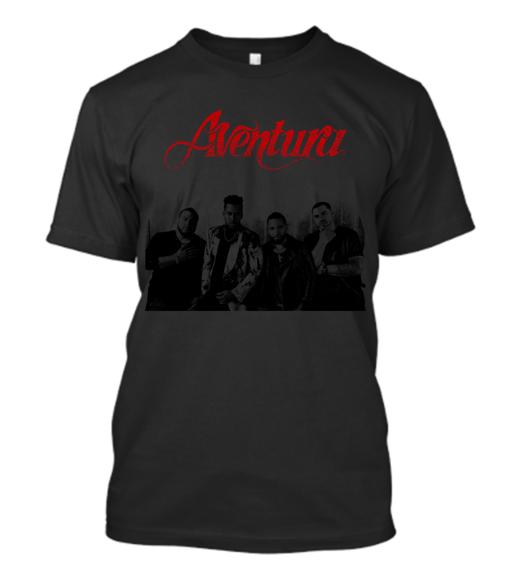 Aventura Band Vintage Black And White Red Script T-Shirt