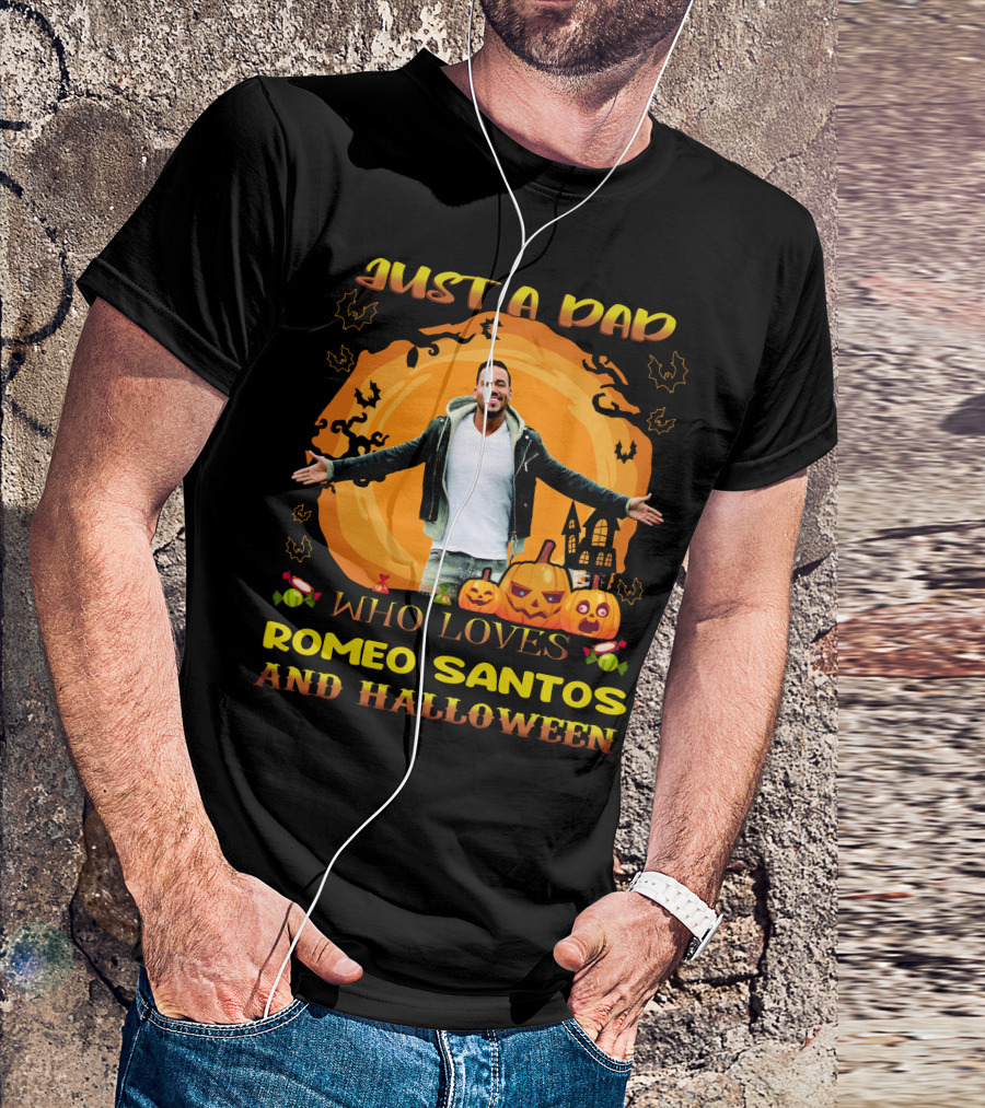 Just A Dad Who Loves Romeo Santos And Halloween T-Shirt
