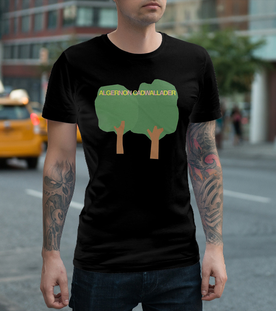 ALGERNON CADWALLADER Two Green Trees with Brown Trunks on a T-Shirt