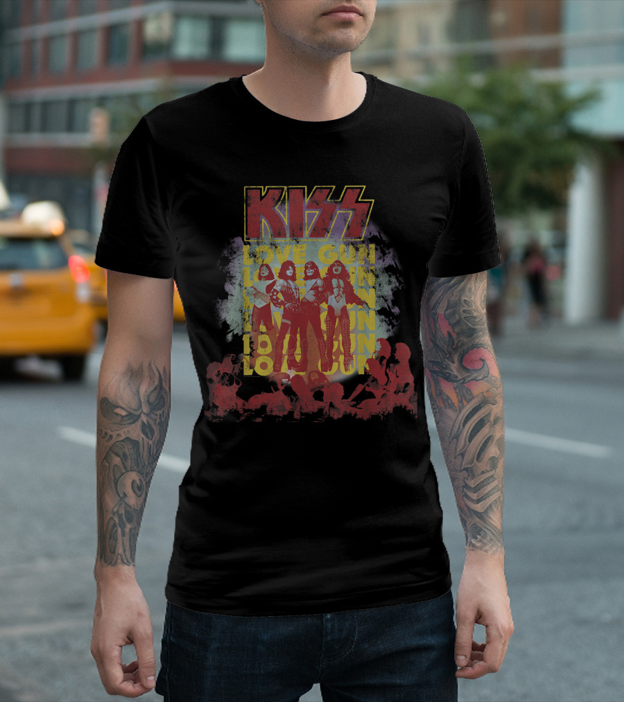 KISS Love Gun Album Art with Red T-Shirt
