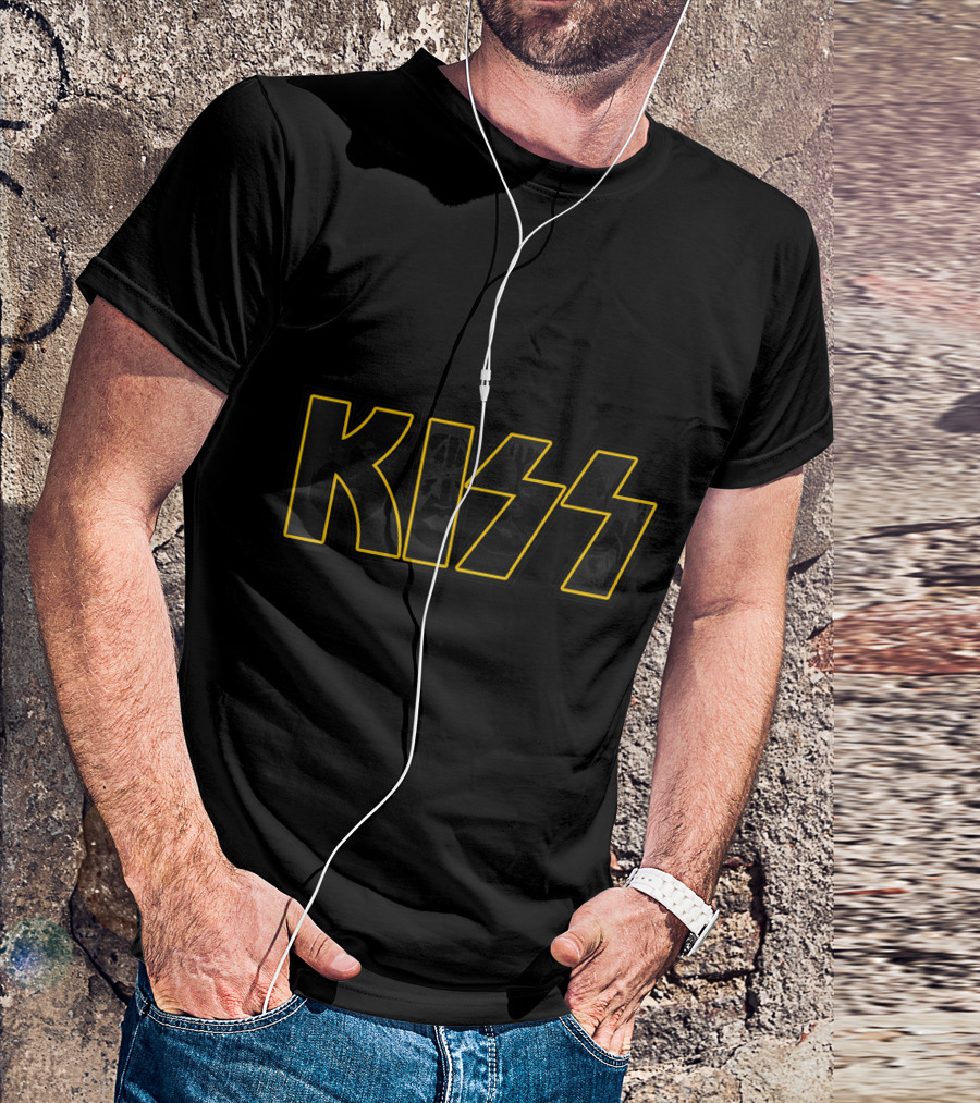 KISS Reason To Live Band Logo Black And Yellow T-Shirt