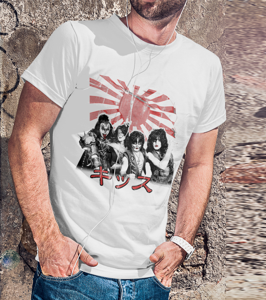 KISS Rising Sun Band Red Sunburst T-Shirt