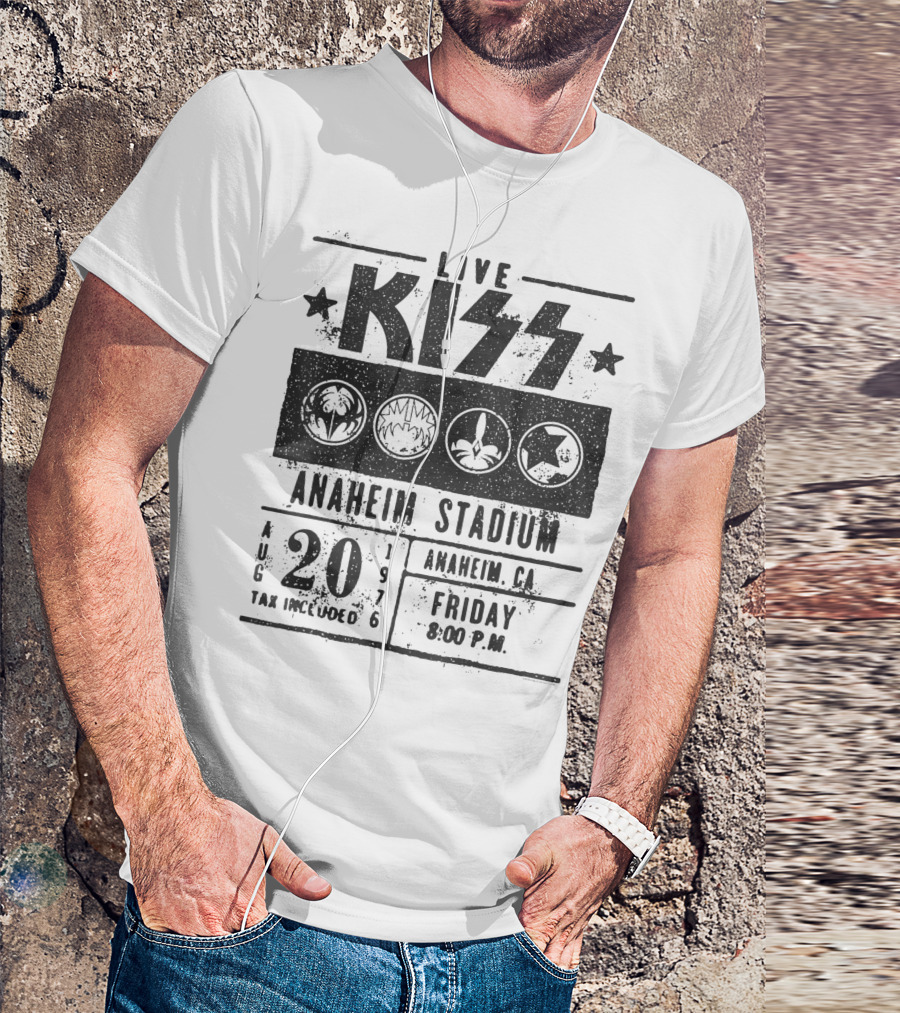 LIVE KISS Anaheim Stadium August 20 1976 Friday 8:00 PM T-Shirt