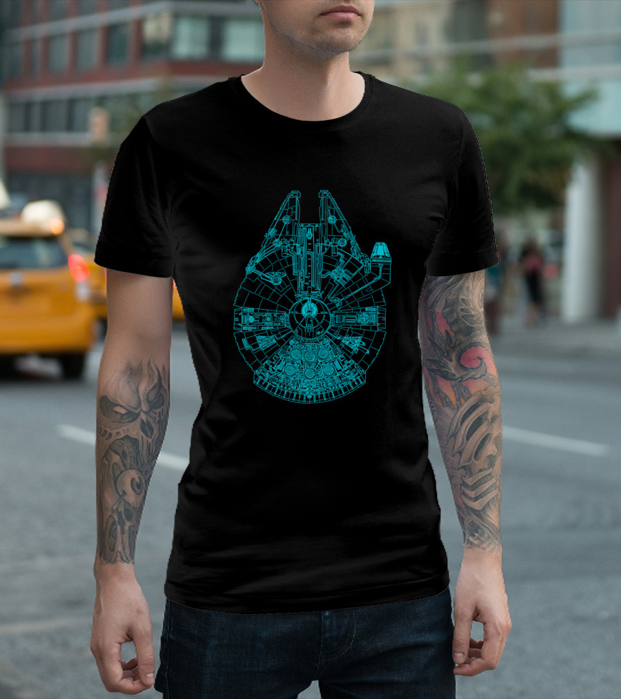 Millennium Falcon Blueprint Star Wars Spaceship T-Shirt