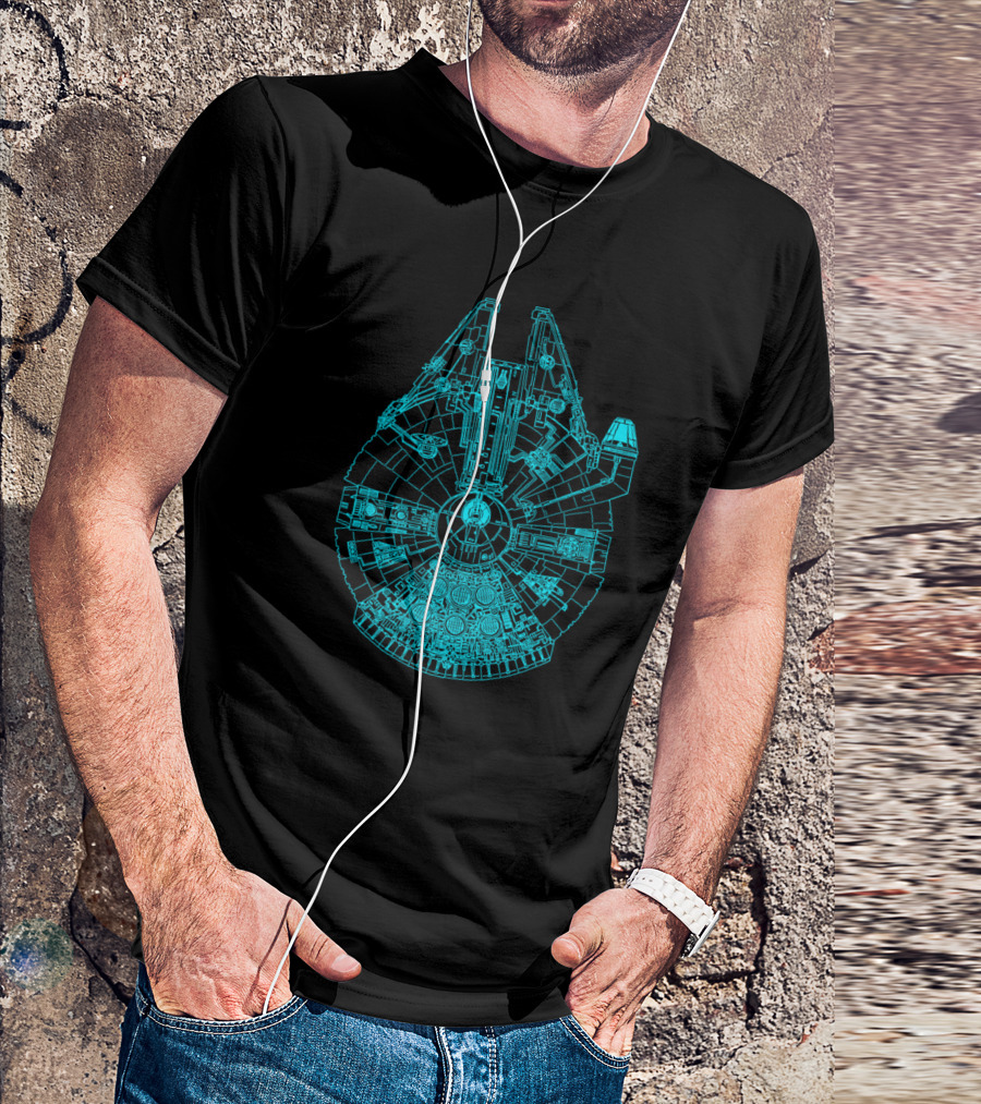 Millennium Falcon Blueprint Star Wars Spaceship T-Shirt