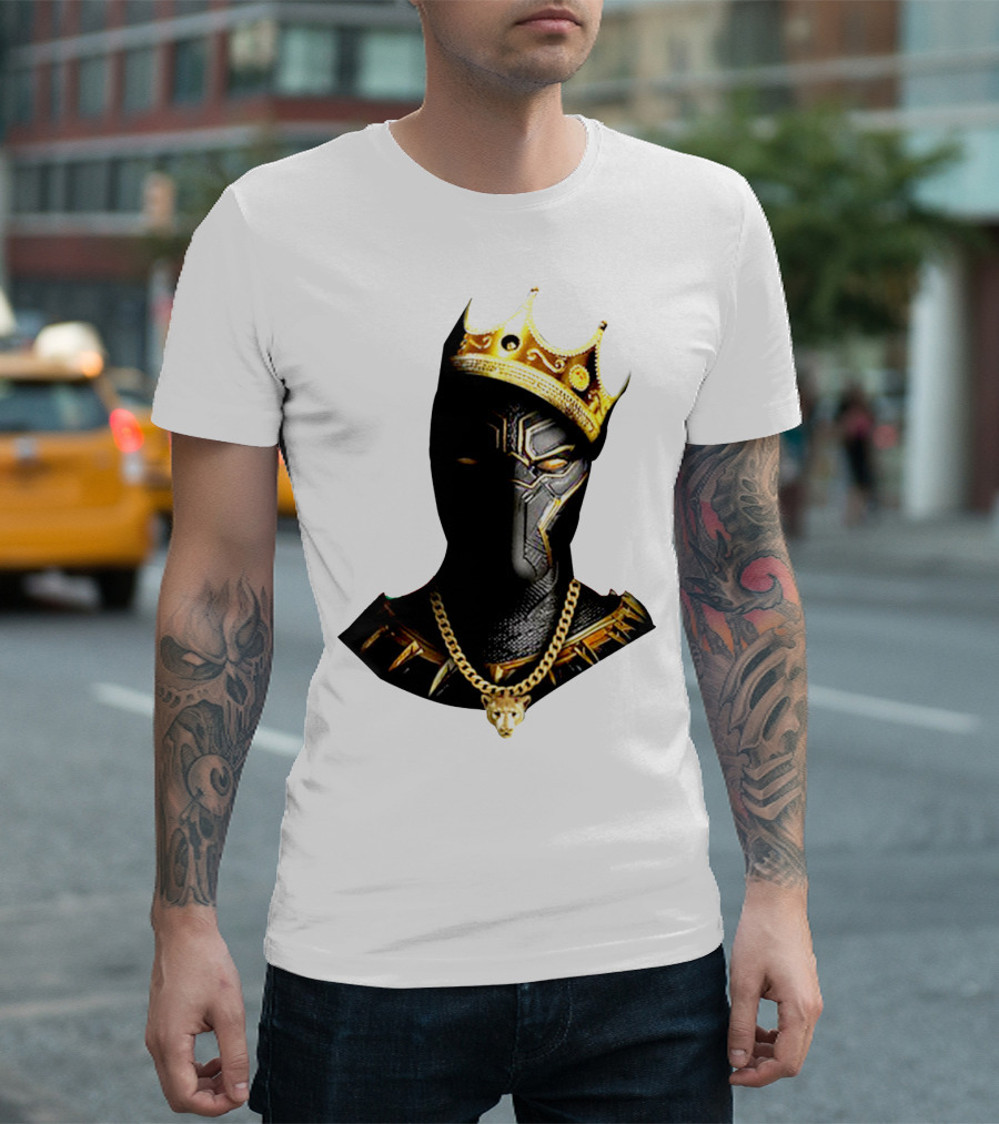Black Panther King Crown Gold Chain Marvel Style T-Shirt