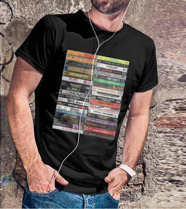 Classic Hip-Hop Cassette Tape Collection Featuring Legendary Artists And Iconic Albums T-Shirt