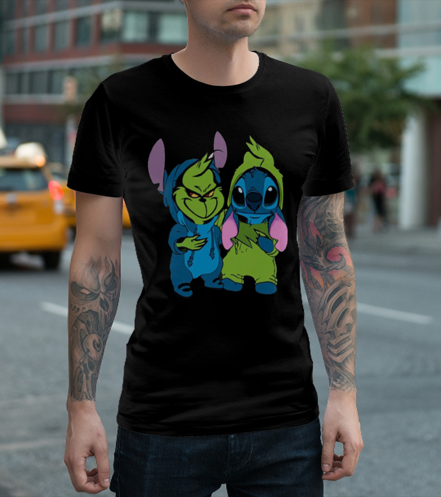 Stitch Grinch Mashup Hoodie Duo T-Shirt