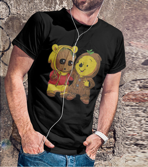 Groot And Bear Friend Cute Costume Crossover T-Shirt