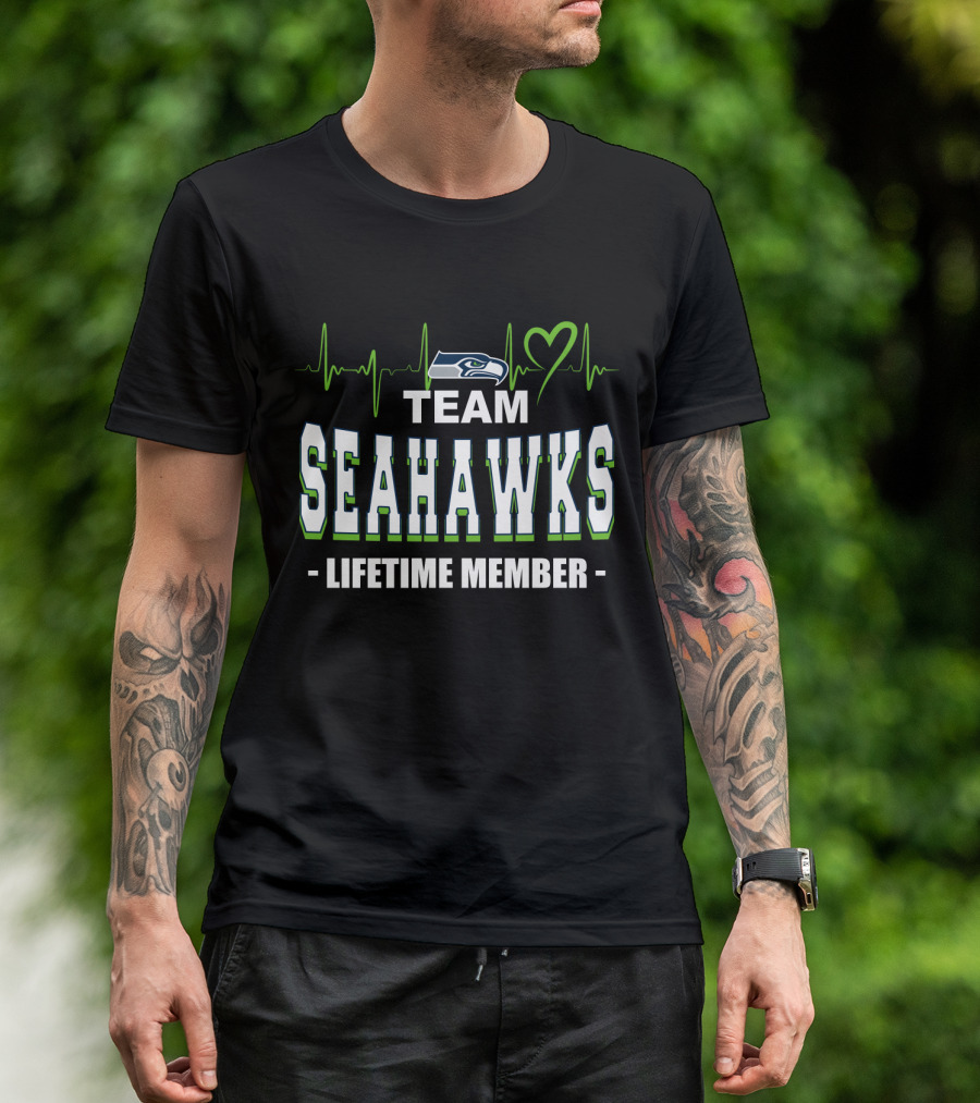 Seattle Seahawks Team Lifetime Member Heartbeat T-Shirt