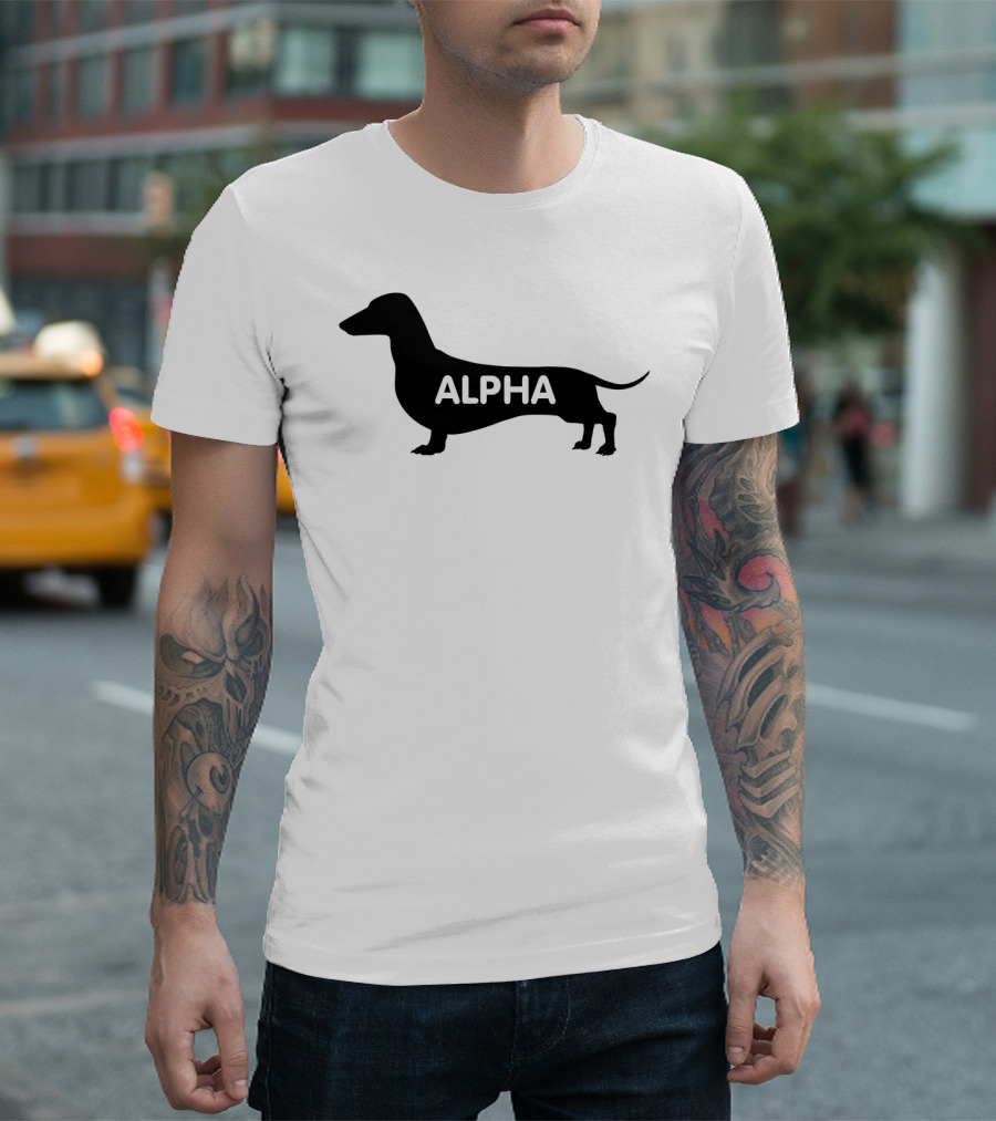 Dachshund Silhouette With Alpha Text T-Shirt