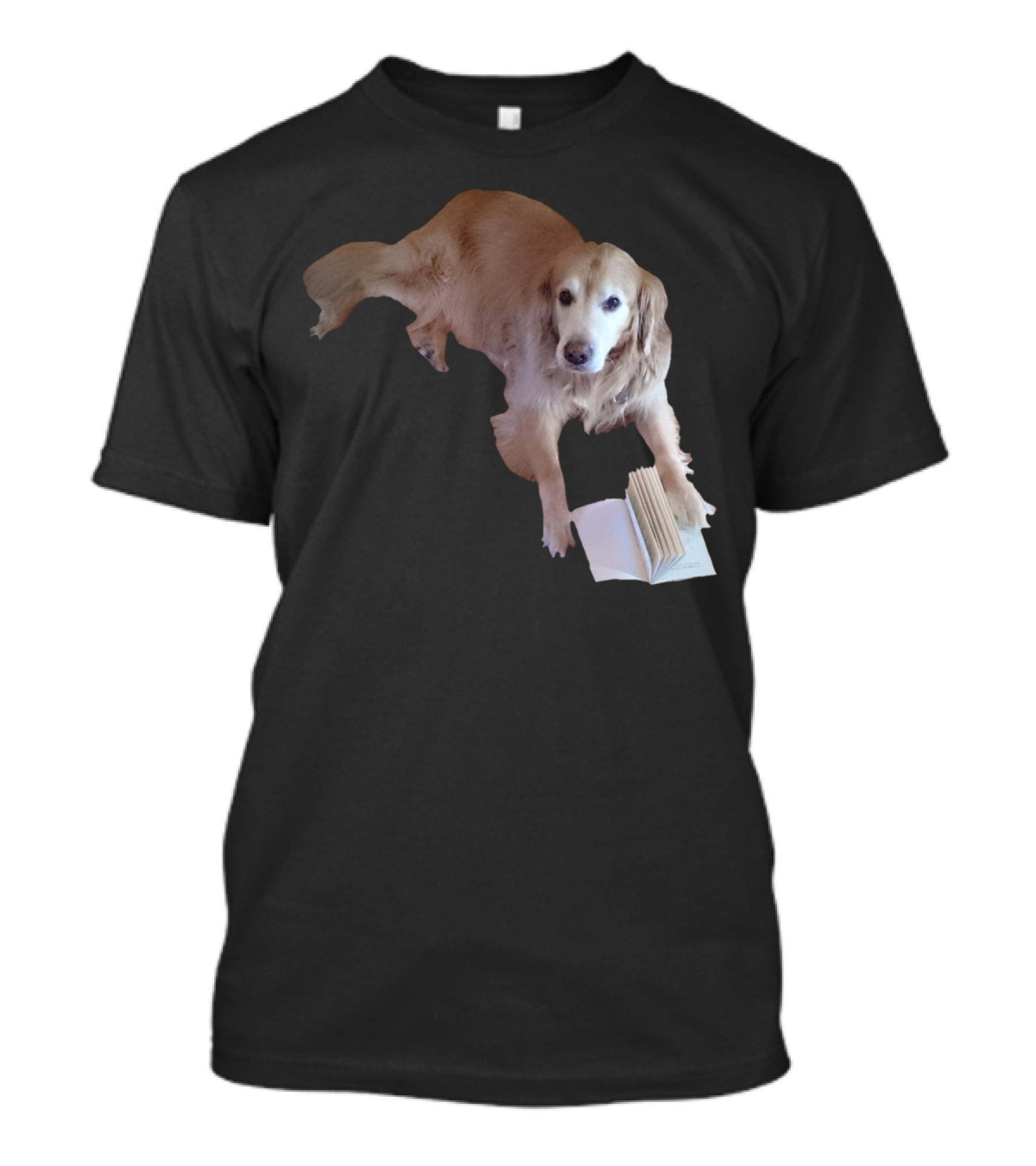 Golden Retriever Engaged With Open Book T-Shirt