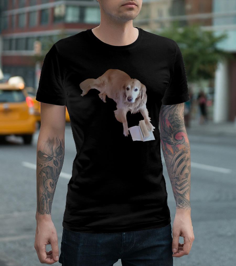 Golden Retriever Engaged With Open Book T-Shirt