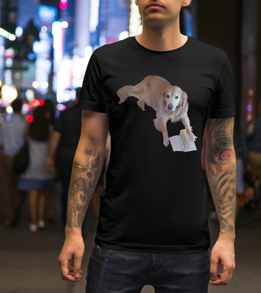 Golden Retriever Engaged With Open Book T-Shirt