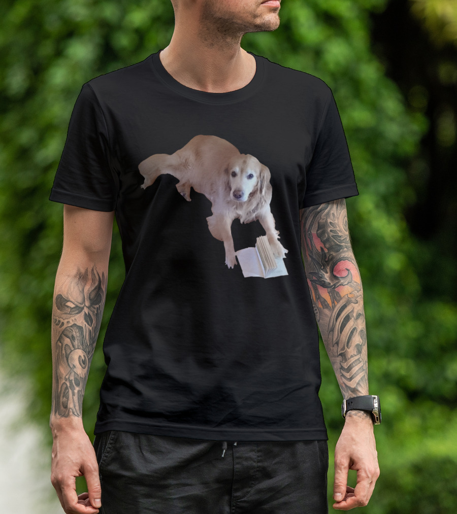 Golden Retriever Engaged With Open Book T-Shirt