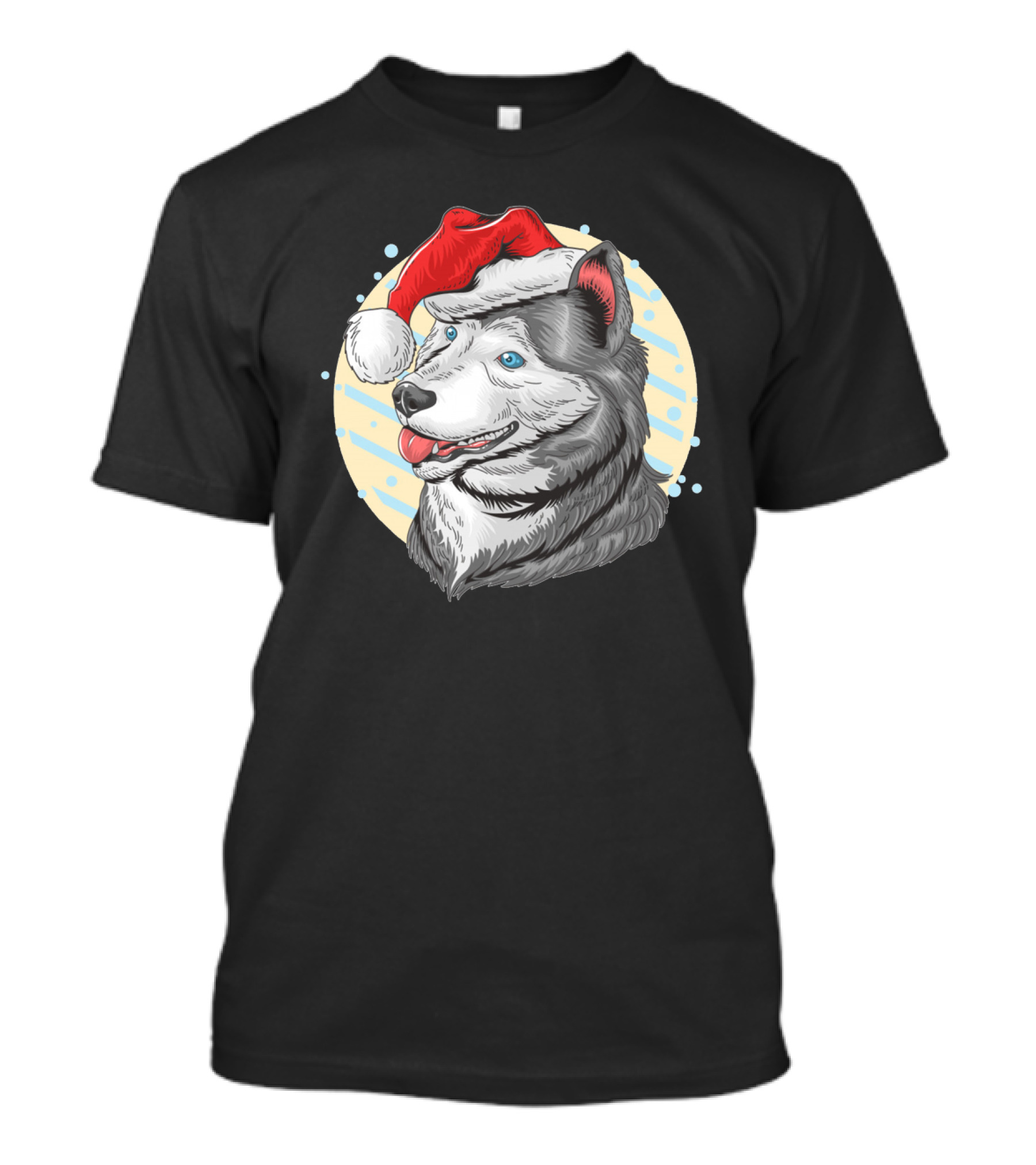 Christmas Santa Claus Husky Dog With Red Hat T-Shirt