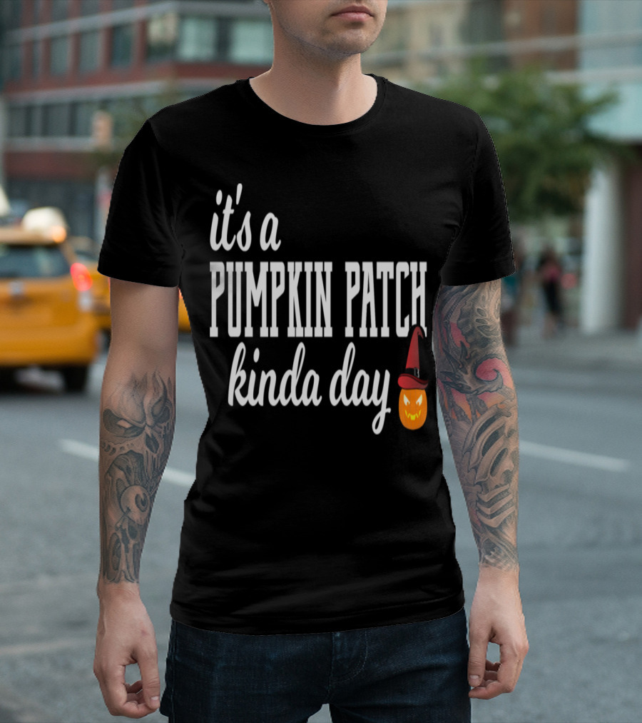 Pumpkin Patch Kinda Day Cute Funny Halloween Jack-O'-Lantern With Witch Hat T-Shirt