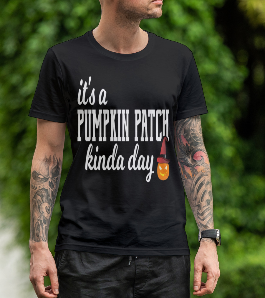 Pumpkin Patch Kinda Day Cute Funny Halloween Jack-O'-Lantern With Witch Hat T-Shirt