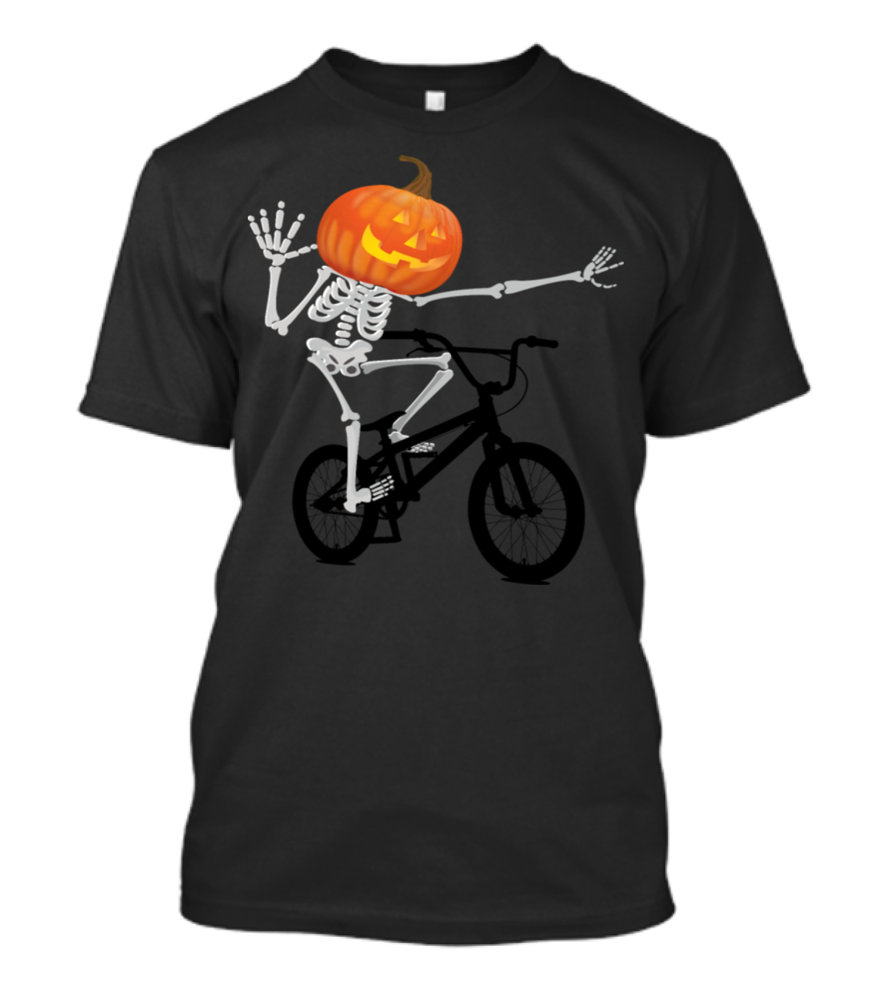 Funny Pumpkin Head Skeleton BMX Racing Humor T-Shirt
