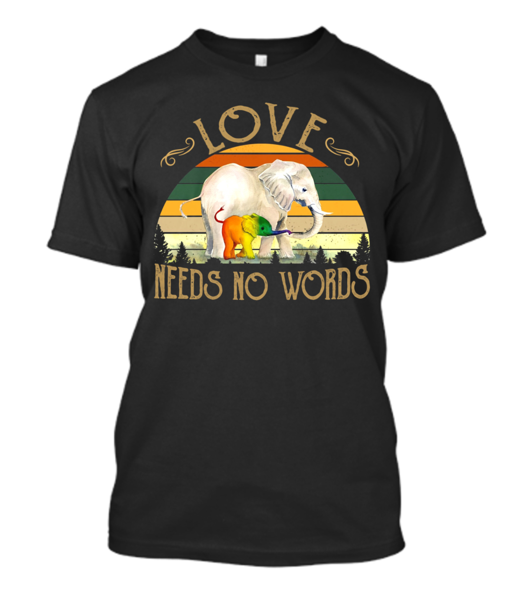 Love Needs No Words Elephant Retro Pride T-Shirt