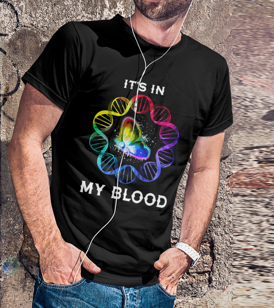 It's In My Blood DNA Rainbow Butterfly T-Shirt