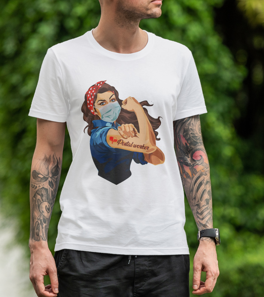 Proud Postal Worker Rosie The Riveter Masked T-Shirt