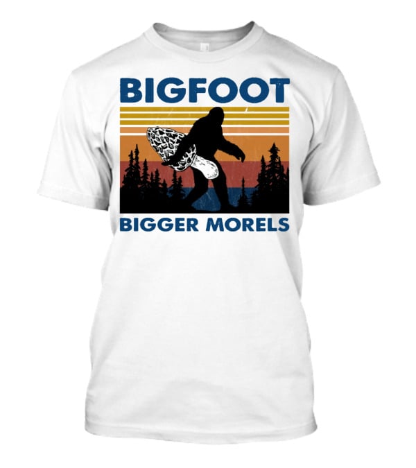 Bigfoot Bigger Morels Retro Forest T-Shirt