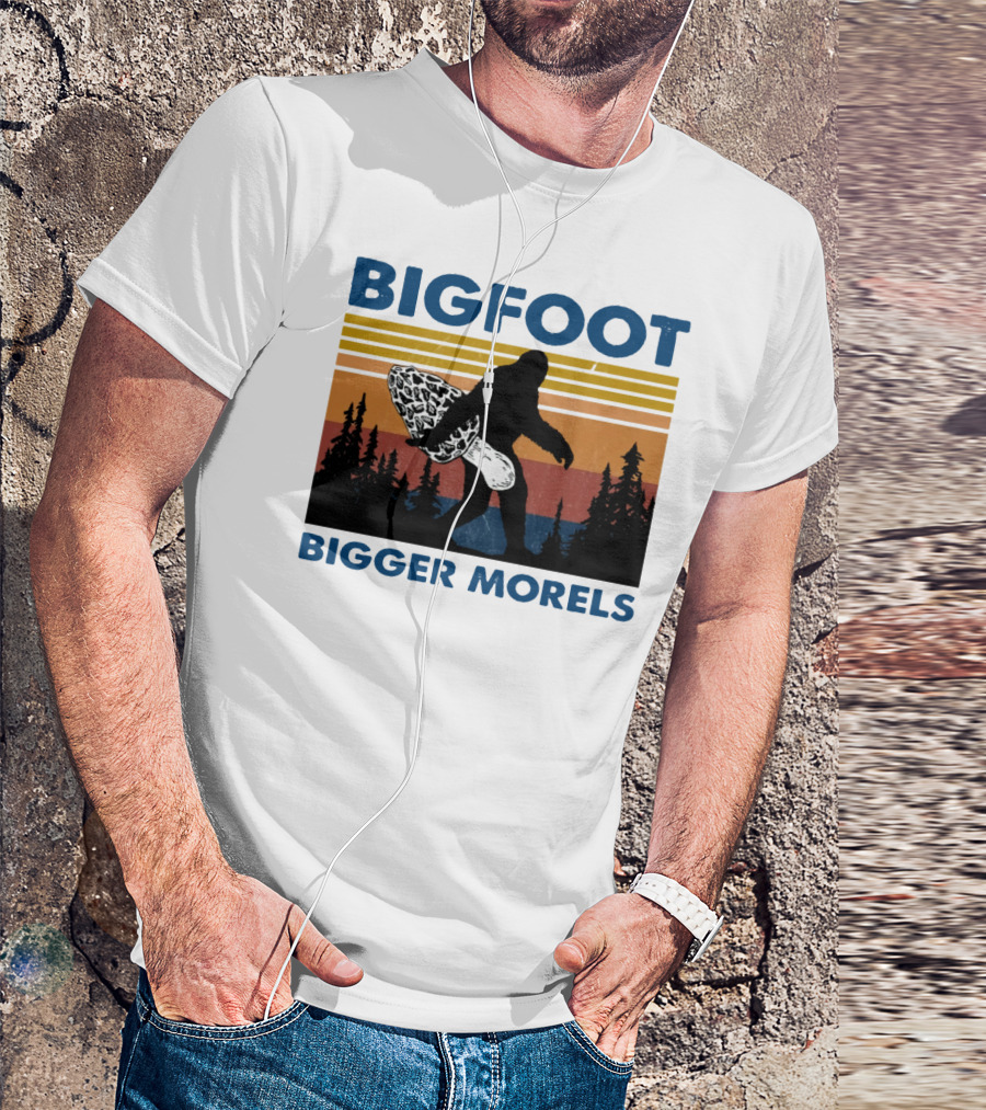 Bigfoot Bigger Morels Retro Forest T-Shirt