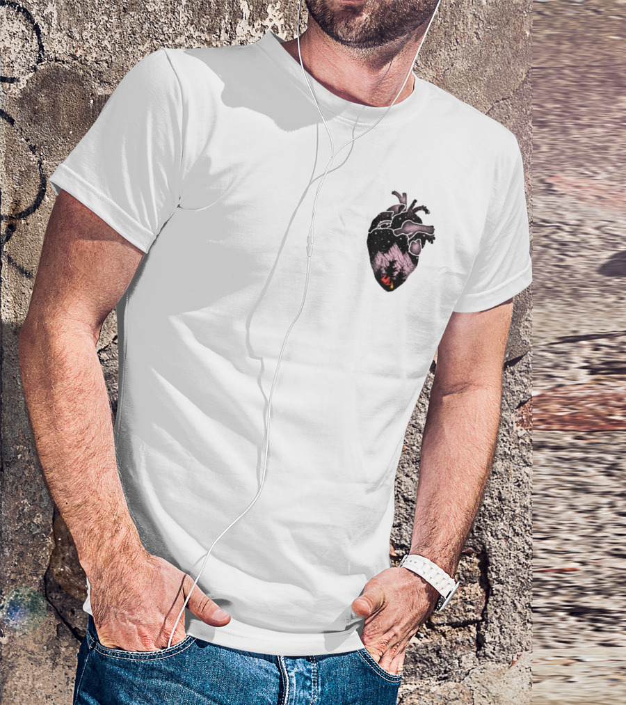 Camping Heart Forest Night Tent T-Shirt