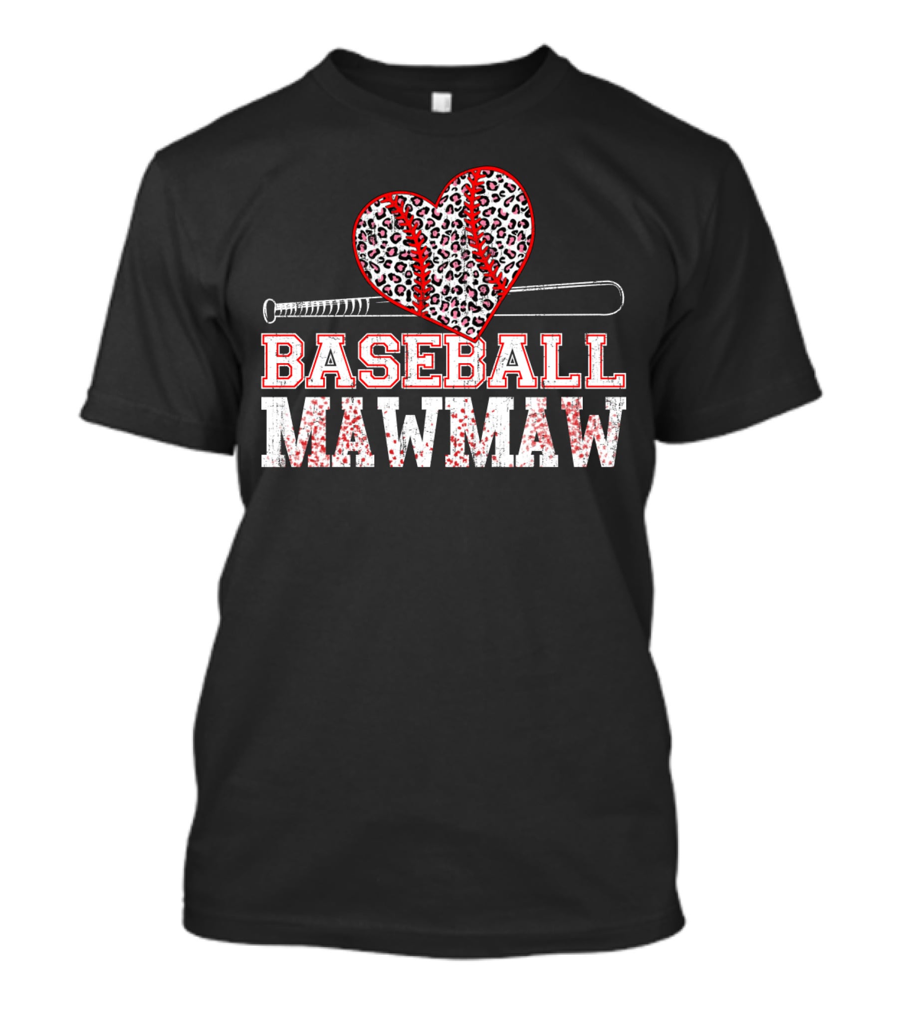 Baseball Mawmaw Leopard Print Heart With Bat T-Shirt