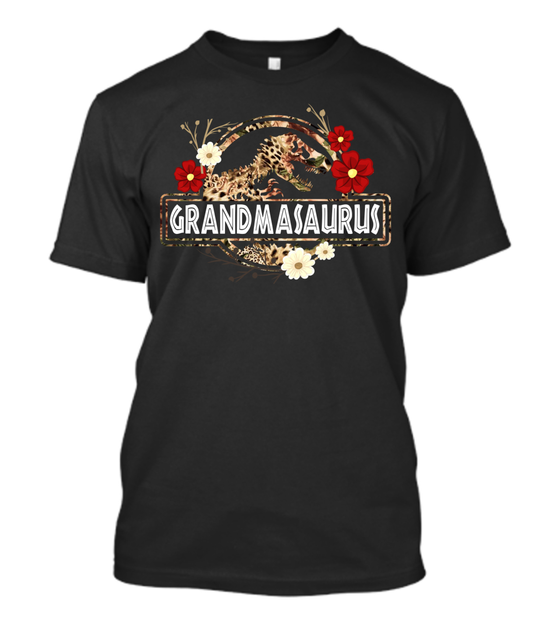 Grandmasaurus Dinosaur Funny Saurus With Floral Accents T-Shirt