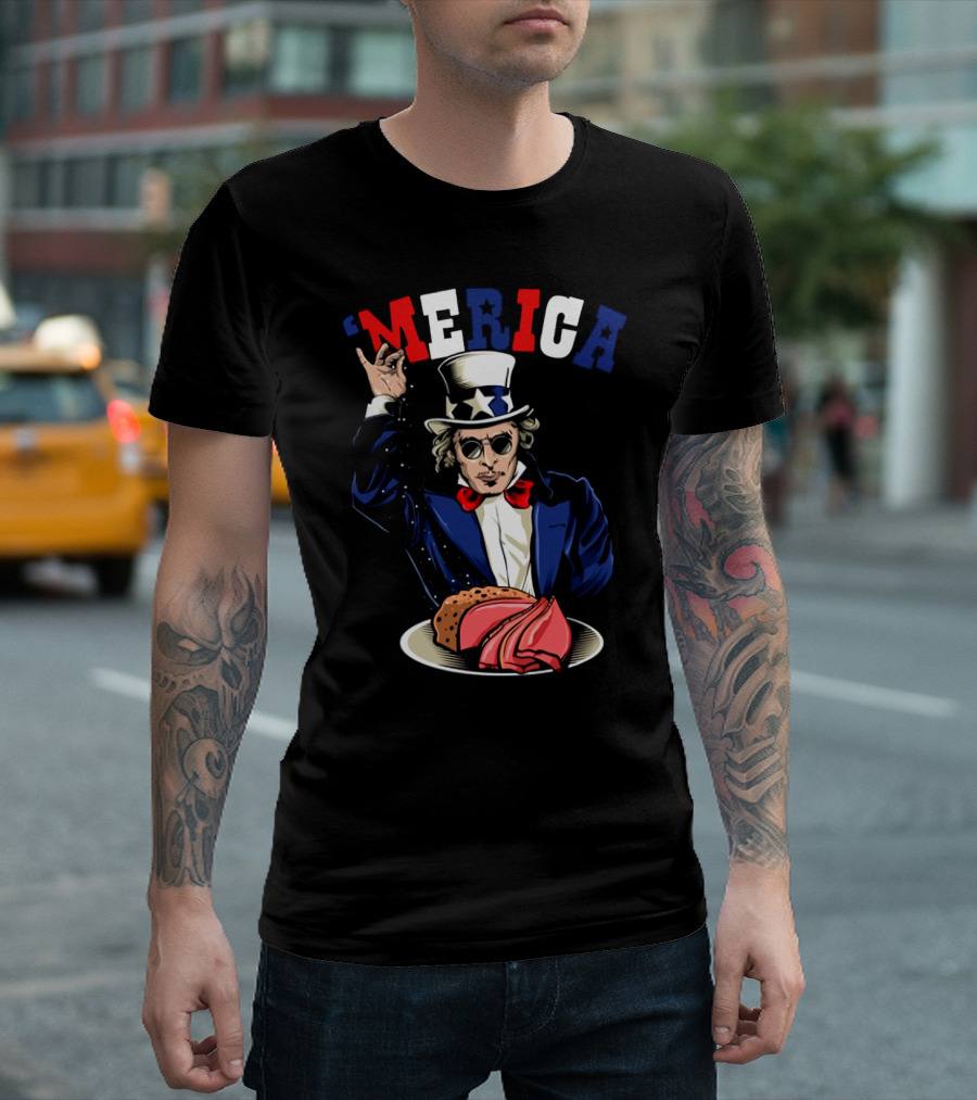 'Merica Uncle Sam Rock and Roll Patriotic Tacos Pizza T-Shirt
