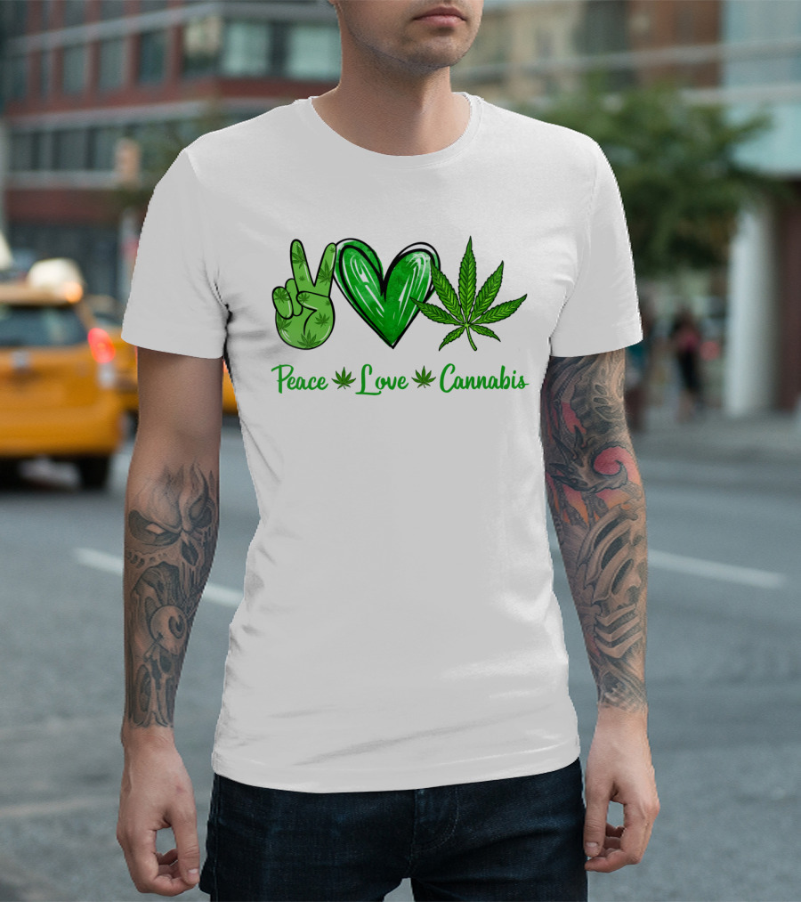 Peace Love Cannabis Green Symbols T-Shirt
